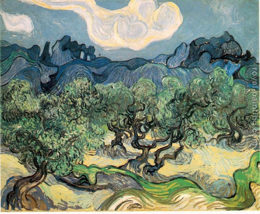 Vincent Van Gogh : Olive Trees with the Alpilles in the Background